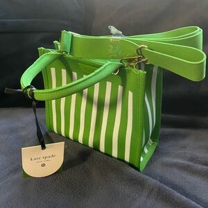 COPY - kate spade new york Green and White Striped Crossbody Bag